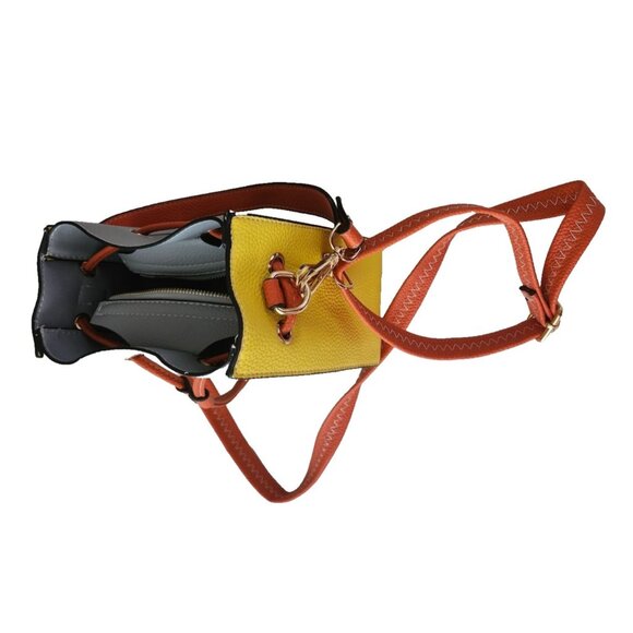 Colorblock Bucket Bag With Adjustable Strap & Drawstring Closure Cross Body - Picture 5 of 16